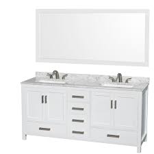 Black bathroom double sink vanity with brass hardware and marble countertop | jdpinteriors we are want to say thanks if you like to share this post to another people via your facebook, pinterest, google plus or twitter account. Sheffield 72 Double Bathroom Vanity Square Sinks 3 Hole White Beautiful Bathroom Furniture For Every Home Wyndham Collection