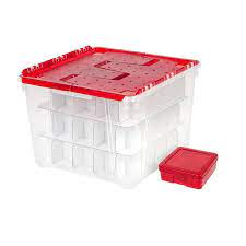 Iris 60 Quart Holiday Wing Lid Box Ornament Dividers And Small Storage Box Set Red Lowes Com In 2020 Christmas Ornament Storage Ornament Storage Ornament Storage Box
