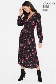 Nobody S Child Siri Button Through Tea Dress Black Tea Dresses Dresses Fashion