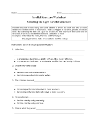 Parallel Structure Worksheets Selecting Right Parallel Structure Worksheets Worksheets Writing A Thesis Statement Thesis Statement Worksheet