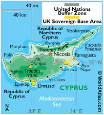 Physical map of cyprus showing major cities, terrain, national parks, rivers, and surrounding countries with international borders and outline maps. Cyprus Maps Facts World Atlas