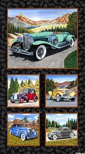 Baby Comforter Classic Cars Mountain Cruising Black 24 X 44 Panel Bordado Japones Patchwork Ilustraciones