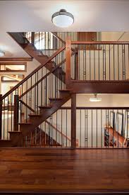 Painted boxed newels & balusters with stained railing. 75 Beautiful Craftsman Staircase Pictures Ideas March 2021 Houzz
