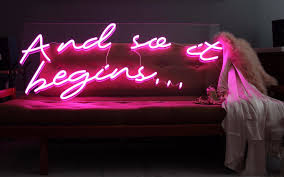 Lighting Up Love And So It Begins Choosing Modern Retro Neon Signs For Weddingdecor Will Be The Lit Trend In Wedding Neon Sign Neon Signs Neon Wedding