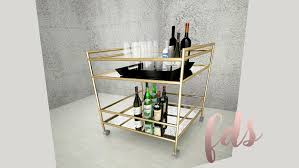 Bar Cart Mirror Barcart Trolley Gold Mirror Modern Interior 3d Warehouse
