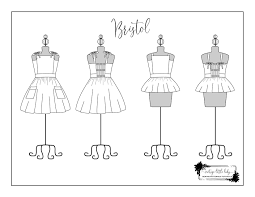 Try to color pretty dress to unexpected colors! Free Bristol Dress Top Coloring Page Vintage Little Lady
