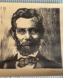 Abraham Lincoln Woodcut Print Carla Bauer Limited Edition Pharmaceutical