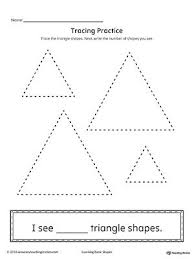 Geometric Shape Counting And Tracing Triangle Triangle Worksheet Shape Worksheets For Preschool Kindergarten Worksheets