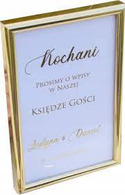 Długopis ślubny do księgi gości. Zloty Stojak Ramka Do Ksiego Gosci Prosba O Wpisy 8939247320 Allegro Pl