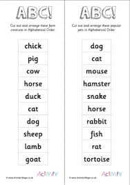 Animal Alphabetical Order Worksheets