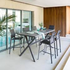 La table de jardin carrée en aluminium a pour dimensions: Table Haute De Jardin Axiome 6 Places