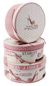 Set Of 3 Pink Ladies Fashion Magazine Round Hat Boxes Storage Box Set Decor Gift Gift Boxes With Lids Round Gift Boxes Hat Boxes
