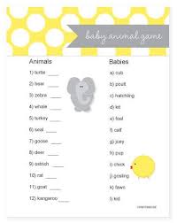 Baby Animal Game Baby Shower Game Prizes Cute Baby Shower Games Baby Shower Games