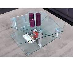 Table basse en verre but. Table Basse Verre Et Chrome Dino 2 Avec 2 Plateaux Pivotants Table Basse But