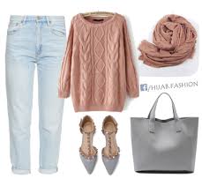 Dusty Pink Fall Outfit Idea Model Pakaian Hijab Gaya Hijab Model Pakaian
