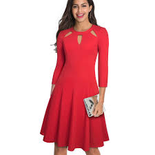 Tampa swingers party часть 1. Elegant Pure Color Hollow Out Neckline Vestidos Business Party Flare A Line Women Swing Dress A189 Inoava Com