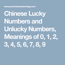 Chinese Lucky Numbers And Unlucky Numbers Meanings Of 0 1 2 3 4 5 6 7 8 9 Unlucky Number Lucky Meant To Be