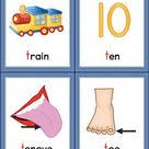 Letter T Words And Pictures Printable Cards Train Ten Tongue Toe Color Letter T Words Alphabet Word Wall Cards Flashcards For Kids