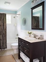 Accent pillows are in a darker navy blue and the bed skirt follows suit. Blue Bathroom Design Ideas Better Homes Gardens