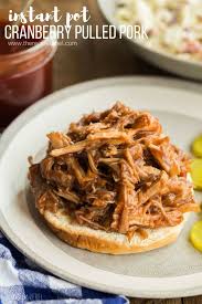This Instant Pot Pulled Pork With Cranberry Bbq Sauce Is Sweet And Tangy With A Little Kick It Is So Crockpot Recipes Slow Cooker Instant Pot Recipes Recipes