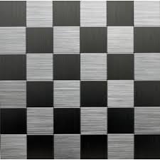Black And White Peel And Stick Backsplash Tile Instant Mosaic 12 In X 12 In Peel And Stick Brushed Stainless Metal Wall Tile Ekb 03 104 The Home Depot Metallic Wall Tiles Instant Mosaic Metallic Backsplash