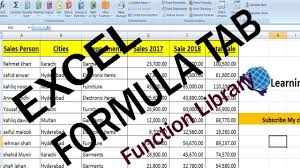Excel Formula Tab Function Library With Examples By Learning Center Excel Formula Learning Centers Excel Tutorials