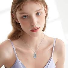 VONALA Evil Eye Hamsa Hand Necklace 925 Sterling Silver Hamsa Hand Abalone  Penant Fatima Blue Eye Jewellery Gifts for Women : Amazon.co.uk: Fashion