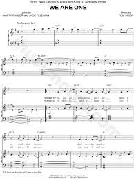 We Are One From The Lion King Ii Simba S Pride Sheet Music In G Major Transposable Download Print Sku Mn0151720