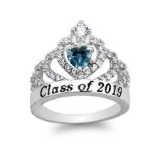 Details About 925 Sterling Silver School Class Of 2019 Graduation Blue Topaz Cz Ring Size 5 10