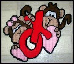 This can be stitched in one evening and… Monkey Love Plastic Canvas Pattern