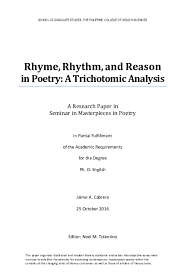 The form is pretty simple. Rhyme Rhythm And Reason In Poetry A Trichotomic Analysis 3rd Draft Jaime Alfredo Cabrera Academia Edu