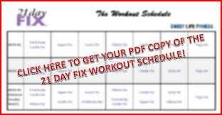 21 Day Fix Workout Schedule Free Pdf Download
