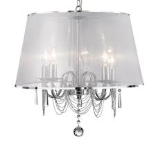 Kronleuchter 5 Flg Chrom Mit Lichtdurchlässigem Lampenschirm