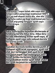 Keadaan tersebut menyebabkan mangsa terjatuh ke sebelah kiri jalan. Kepala Hingga Dada Dilanggar Teruk Hilux Gadis Ini Cerita Kemalangan Ngeri Timpa Ayah