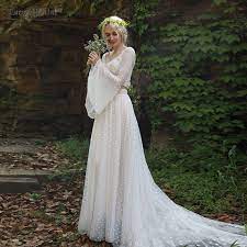Cheap Wedding Dresses Buy Directly From China Suppliers V Neck Two Pieces Wedding Dress A Line Dot Tulle Bohemian Long Sleeve Bridal Gowns Dw286 Enjoy Free Sh
