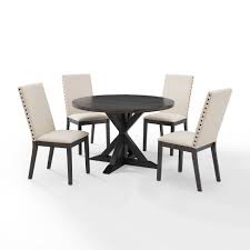 5pc Hayden Round Dining Set With 4 Upholstered Chairs Slate Crosley Target