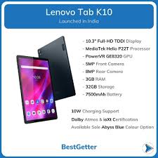 Lenovo Tab K10 ₹. 13,999 onwards on the ...