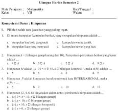 Download buku siswa mata pelajaran matematika smp mts kelas 7 (vii) kurikulum 2013 edisi revisi 2018/2019 (semester 1 disini) (semester 2 utk kelas 9 masih menggunakan k13 yg versi lama (yg mereka gunakan ketika kelas 7 dan 8). Download Contoh Soal Soal Ulangan Harian Matematika Kelas 7 Smp Mts Semester 2 Library Pendidikan