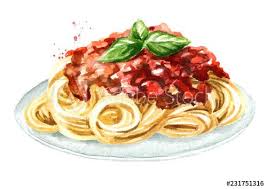 Spaghetti With Sauce Bolognese Watercolor Hand Drawn Illustration Isolated On White Background Watercolor Food Watercolor Food Illustration Desserts Drawing