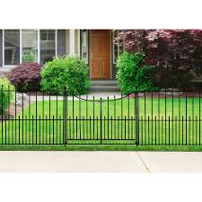 No dig decorative fence x 10 panels (item #254097) ($29.98 each or $299.80) empire grand post/stakes x 12 (item #254102) ($8.98 each or $107.76) grand empire xl gate x 1 (item #758832) ($44.98) total cost for the fencing: No Dig Grand Empire 3 Ft H X 4 Ft W Powder Coated Steel Walk Thru Gate Lowes Com Backyard Fences Metal Fence Fence Design