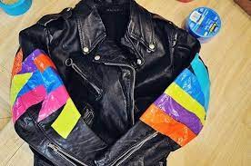 Leather Jacket With Duct Tape Accents Duct Tape Diy Duct Tape Diy Fashion Accessories