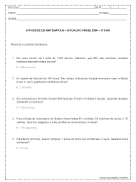 Atividade De Matematica Situacao Problema 4Âº Ano Com Resposta