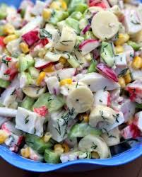 Au Gre Du Marche Salade De Goberge Surimi Pouvant Servir Aussi Pour Un Roll Vegetarian Recipes Healthy Surimi Recipes Food