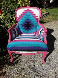 made to order pink turquoise cowhide and serape chair wingback chair turquoise chair chair