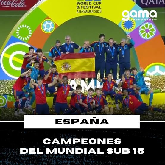 🇪🇸🏆 ¡España, campeón! La selección española también reina en el Mundial Sub 15. La Roja venció por 3-0 a República Checa en la final del novedoso torneo de la FIFA en Baku (Azerbaiyán).