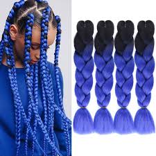The latest trends in black braided hairstyles. Amazon Com Gx Beauty 4packs Ombre Blue Braiding Hair Kanekalon Jumbo Braids Hair Extensions 24inch Synthetic Heat Resistant Fiber For Twist Braid Hair Black To Blue A15 Beauty