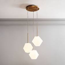 Sculptural Glass 3 Light Faceted Chandelier Milk Chandelier Lighting Chandelier Small 3 Light Chandelier