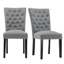 Andeworld Set Of 2 Button Tufted Upholstered Dining Chairs High Back Padded Kitchen Chairs With Wood Legs Butto Upholstered Accent Chairs Kitchen Chairs Chair