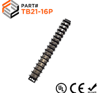 Barrier Strip Terminal Block, Terminal Strip, 16 Pole, Double Row, 30A,  300V, UL Approved - TB21-16P