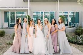 Modern Garden Party Wedding In Arizona Pastel Bridesmaid Dresses Garden Party Wedding Wedding Bridesmaids